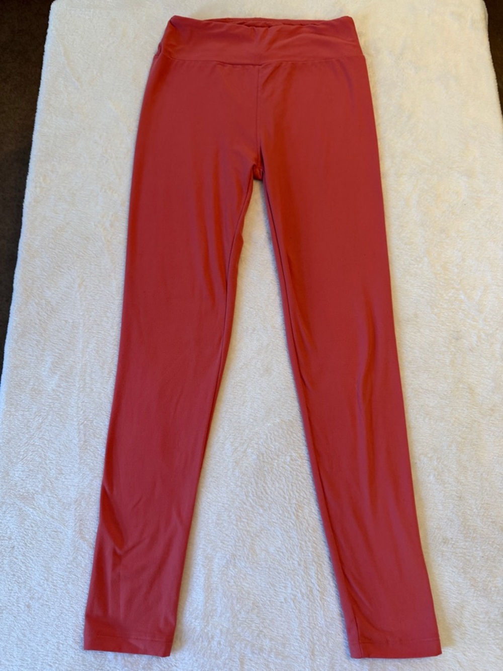 LuLaRoe Solid Coral-Red High-Rise Leggings